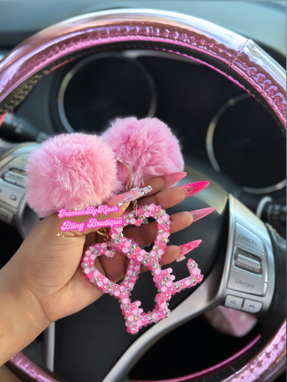 Pink Heart Lock Key Chain